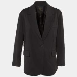 Pre Owned Maje Black Striped Crepe Single Breasted Blazer L