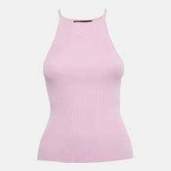 Pre Owned Maje Parma Violet Logo Embroidered Rib Knit Tank Top S