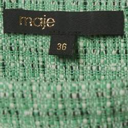 Pre Owned Maje Green Tweed and Plisse 2 in 1 Effect Mini Skirt S