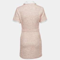 Pre Owned Maje Pink Collared Tweed Mini Dress M