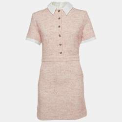 Pre Owned Maje Pink Collared Tweed Mini Dress M