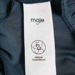 Pre Owned Maje Navy Blue Satin Cut Work Detail Ribroda Mini Dress S