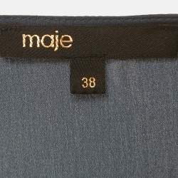 Pre Owned Maje Navy Blue Satin Cut Work Detail Ribroda Mini Dress S