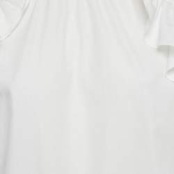 مملوكة مسبقًا Maje White Cotton Ruffled Shirring Blouse S