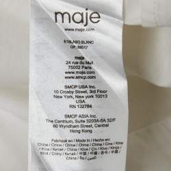 مملوكة مسبقًا Maje White Cotton Ruffled Shirring Blouse S