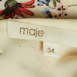 مملوكة مسبقًا فستان ميني ماج ريبرودا ساتان بتفاصيل قطع باللون الأزرق الداكن مقاس صغير