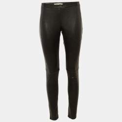 Pre Owned بنطلون ماجي جلد أسود نحيف ذكي مقاس متوسط