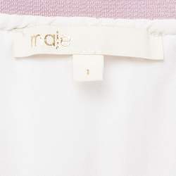 مملوكة مسبقًا Maje White/Pink Striped Plisse Midi Skirt S