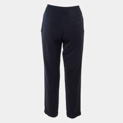 Pre Owned بنطلون ماجي لوران كريب مكسر أزرق كحلي مقاس متوسط