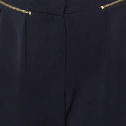 Pre Owned بنطلون ماجي لوران كريب مكسر أزرق كحلي مقاس متوسط