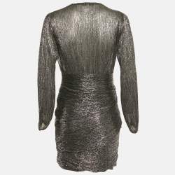 Pre Owned Maje Black Metallic Plunge Neck Mini Dress L