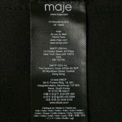 Pre Owned Maje Black Leather Buttoned Mini Dress S