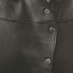 Pre Owned Maje Black Leather Buttoned Mini Dress S