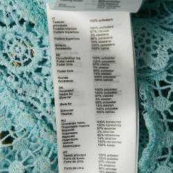 Pre Owned Maje Blue Lace Grommet Detail Scallop Midi Dress L 