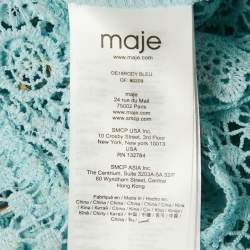 Pre Owned Maje Blue Lace Grommet Detail Scallop Midi Dress L 