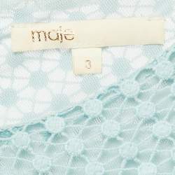 Pre Owned Maje Blue Lace Grommet Detail Scallop Midi Dress L 