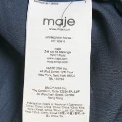 Pre Owned Maje Navy Blue Satin Ruffled Mini Dress S