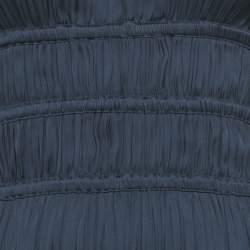 Pre Owned Maje Navy Blue Satin Ruffled Mini Dress S