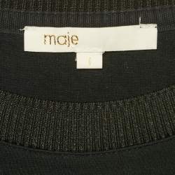 Pre Owned Maje Black Embroidered Wings Crepe Sweatshirt S