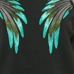 Pre Owned Maje Black Embroidered Wings Crepe Sweatshirt S