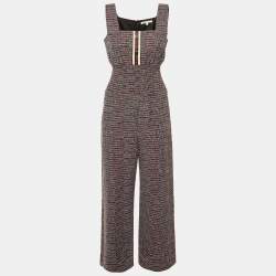 مملوكة مسبقًا Maje Navy Blue Tweed Patelle Sleeveless Jumpsuit M