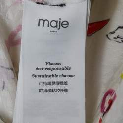 مملوكة مسبقًا Maje White Printed Crepe and Broderie Anglaise Collar Playsuit S