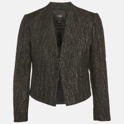 مملوكة مسبقًا Maje Black Cotton Lurex Detail Hook Front Jacket M