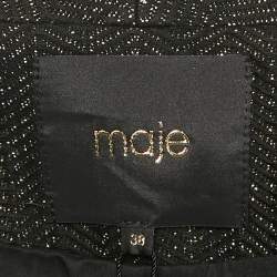 مملوكة مسبقًا Maje Black Cotton Lurex Detail Hook Front Jacket M