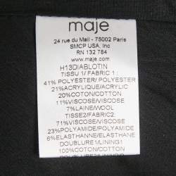 مملوكة مسبقًا Maje Black Cotton Lurex Detail Hook Front Jacket M