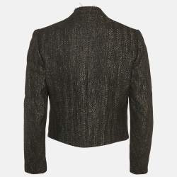 مملوكة مسبقًا Maje Black Cotton Lurex Detail Hook Front Jacket M