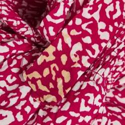 Pre Owned Maje Red Animal Printed Crepe Tiered Off-Shoulder Mini Dress S