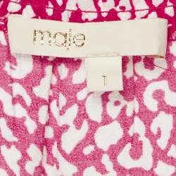 Pre Owned Maje Red Animal Printed Crepe Tiered Off-Shoulder Mini Dress S