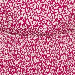 Pre Owned Maje Red Animal Printed Crepe Tiered Off-Shoulder Mini Dress S