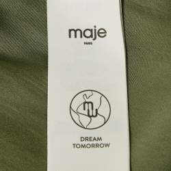 Pre Owned فستان ميدي بقطع أخرامي من الساتان باللون الأخضر الزيتوني من ماج مقاس صغير