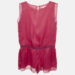 مملوكة مسبقًا Maje Pink Silk Playsuit S