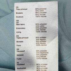 مملوكة مسبقًا فستان من ماج مظلل من القطن الممزوج مطوي بتفاصيل مطرزة باللون الأزرق الفاتح مقاس صغير - سمول