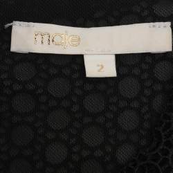 مملوكة مسبقًا فستان ميدي أسود من ماج بدانتيل مع حلقات معدنية وأكمام قصيرة مقاس صغير