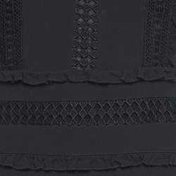 Pre Owned Maje Blak Crepe Cutwork Lace Detail Mini Dress S