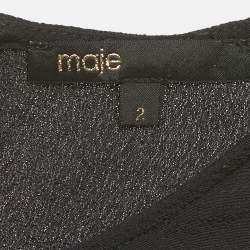 Pre Owned Maje Blak Crepe Cutwork Lace Detail Mini Dress S