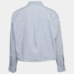 Pre Owned Maje Blue Striped Cotton Cimia Cropped Shirt S