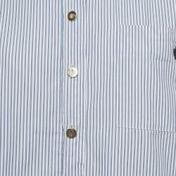 Pre Owned Maje Blue Striped Cotton Cimia Cropped Shirt S