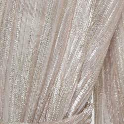 مملوكة مسبقًا Maje Pink Metallic Lurex Knit Draped V-Neck Mini Dress L