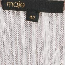 مملوكة مسبقًا Maje Pink Metallic Lurex Knit Draped V-Neck Mini Dress L