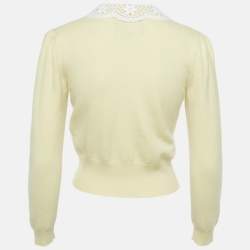 Pre Owned Maje Yellow Cashmere Buttoned Cardigan S