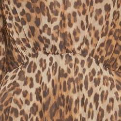 Pre Owned Maje Brown Leopard Pink Chiffon Maxi Dress S