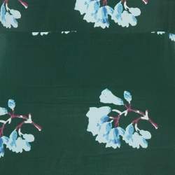 Pre Owned فستان ميدي غير متماثل من الكريب بتطريز دانتيل وطبعة زهور باللون الأخضر من ماج مقاس صغير - سمول