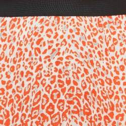 مملوكة مسبقًا Maje Orange Leopard Print Crepe Waist Cut-Out Imprime Dress 