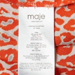 مملوكة مسبقًا Maje Orange Leopard Print Crepe Waist Cut-Out Imprime Dress 
