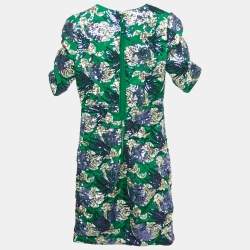 Pre Owned Maje Green Satin Blend Embroidered Sequin Mini Dress S