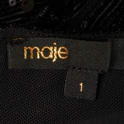 مملوكة مسبقًا Maje طقم توب قصير وسروال بترتر أسود صغير